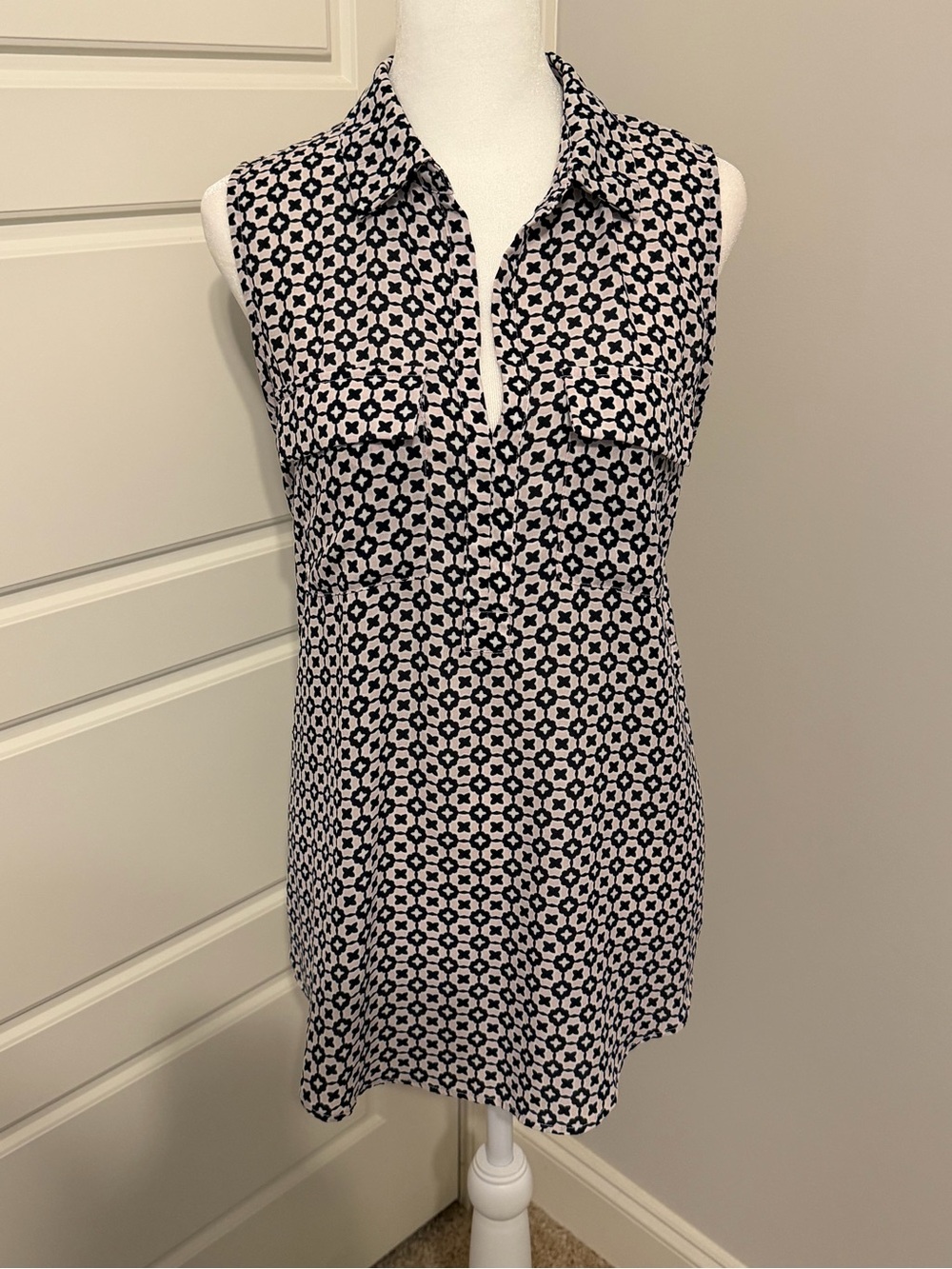 LOFT Navy and Blush Blouse